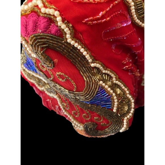 Blouse Womens Plus Size XL Silk Sequins Beaded Embroidered Vintage Gatsby - Picture 7 of 16